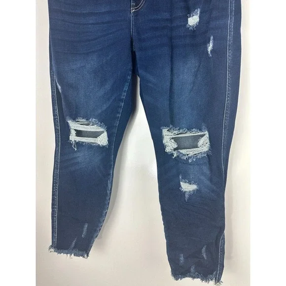 KanCan Skinny Curvy High Rise Frayed Hem Jean Blue Jeans Women's Plus Size 16 - Picture 8 of 10